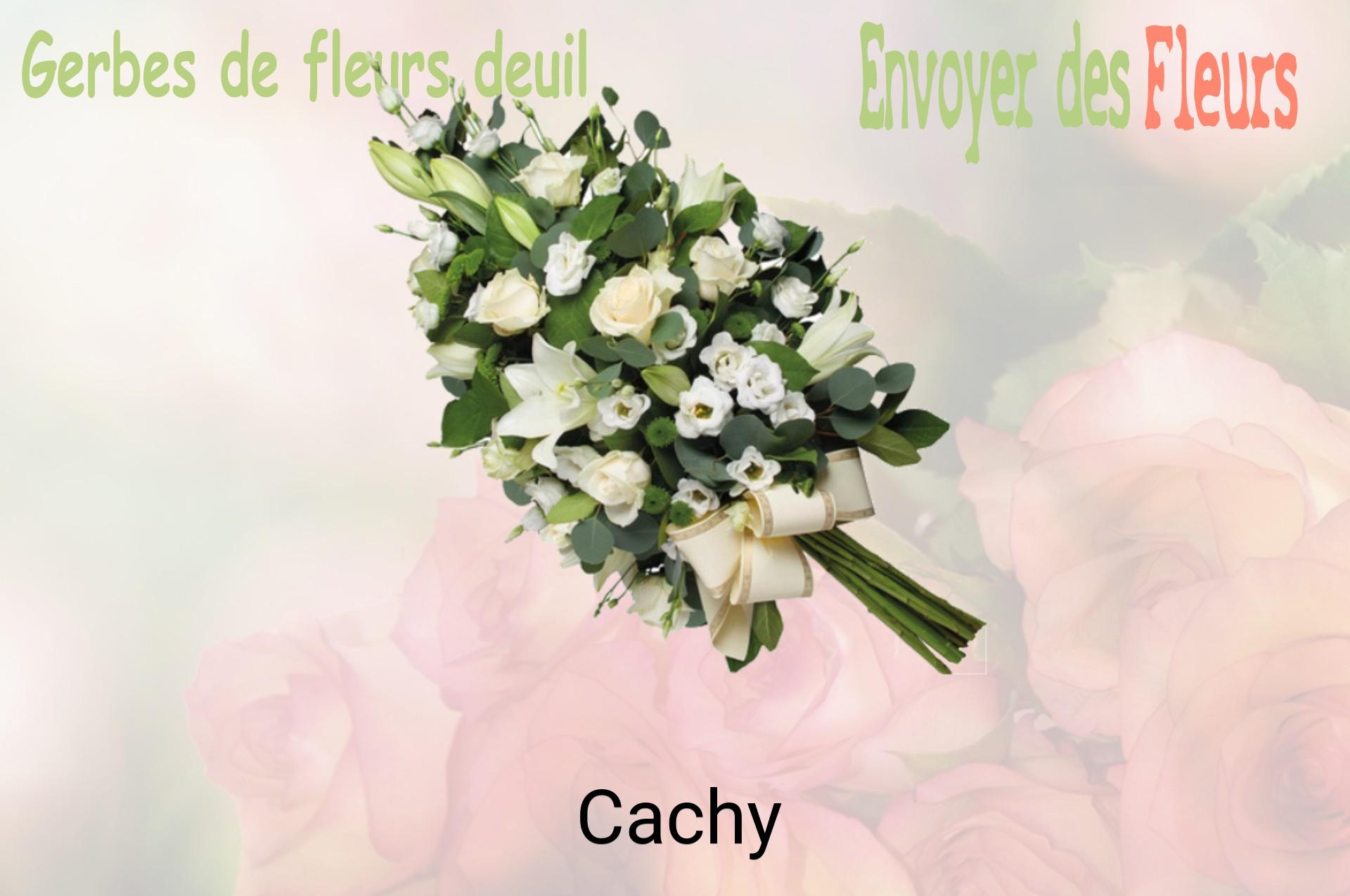Gerbe de fleurs de deuil livrée à Cachy